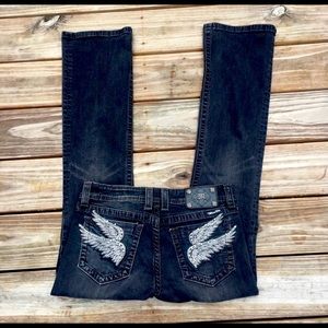 Miss Me bootcut jeans with Angel wings
